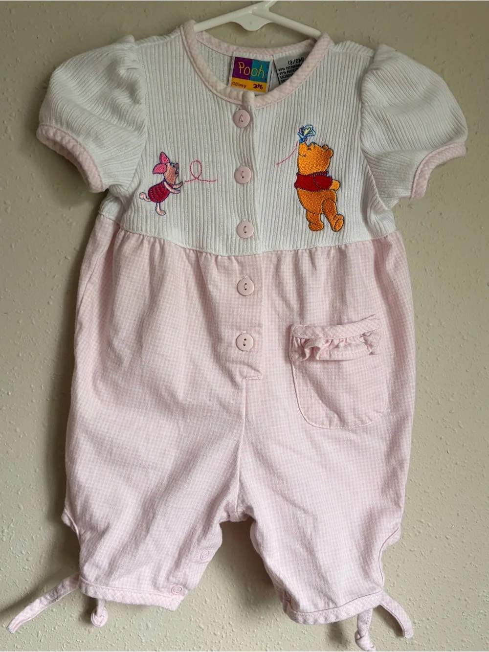 Vintage Y2K Pooh Baby Girls' Pink Winnie the Pooh One-Piece Romper